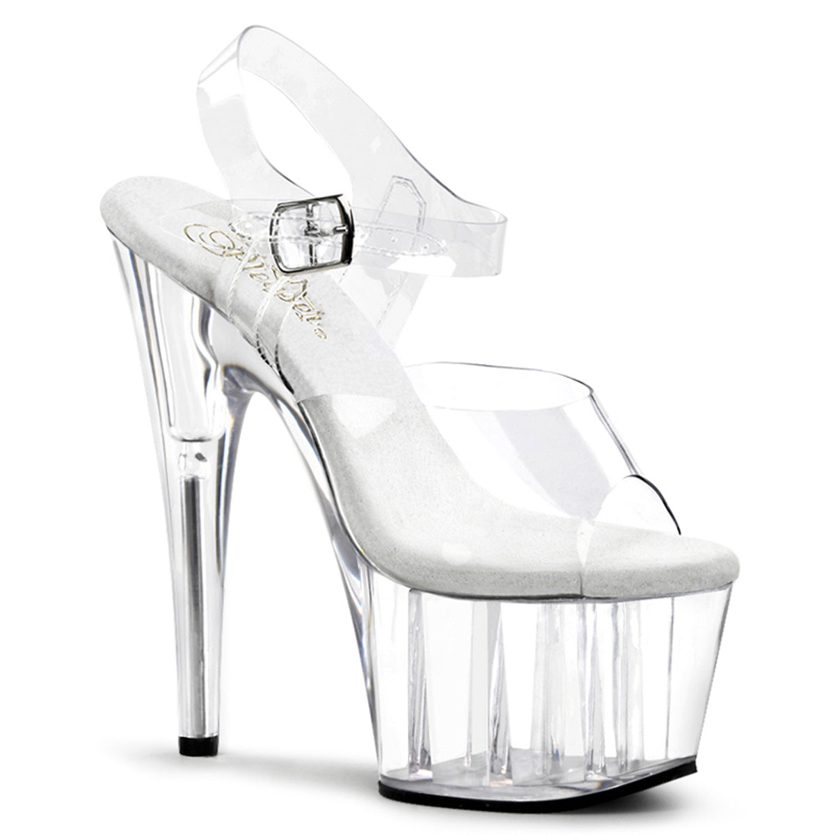ADORE-708 Pleaser Clear 7 Inch Strippers Platform Shoes Clear