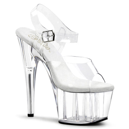 ADORE-708 Pleaser Clear 7 Inch Strippers Platform Shoes Clear