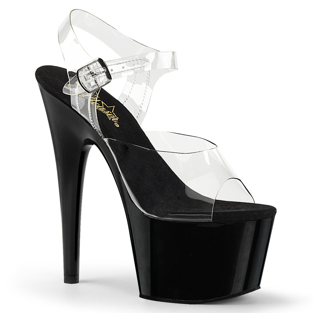 ADORE-708 Pleaser Clear Black 7 Inch Pole Dancer Platform Shoes