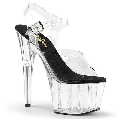 ADORE-708 Pleaser Clear 7 Inch Pole Dance Platform Shoes Clear-Black Clear