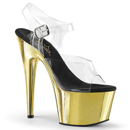 ADORE-708 Pleaser Gold Chrome 7 Inch Fetish Platform Shoes
