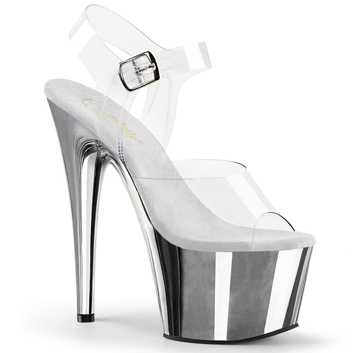 ADORE-708 Pleaser 7 Inch Silver Chrome Platform Pole Dancing Heels