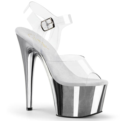 ADORE-708 Pleaser 7 Inch Silver Chrome Platform Pole Dancing Heels