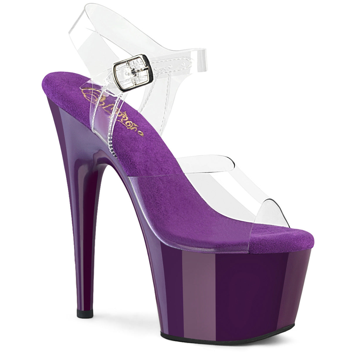 Pleaser ADORE-708 Clear / Purple Platform Sandals - 7 Inch Heels
