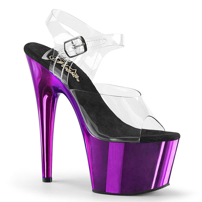 ADORE-708 Pleaser 7" Heel Purple Chrome Platform Pole Dancer Sandals
