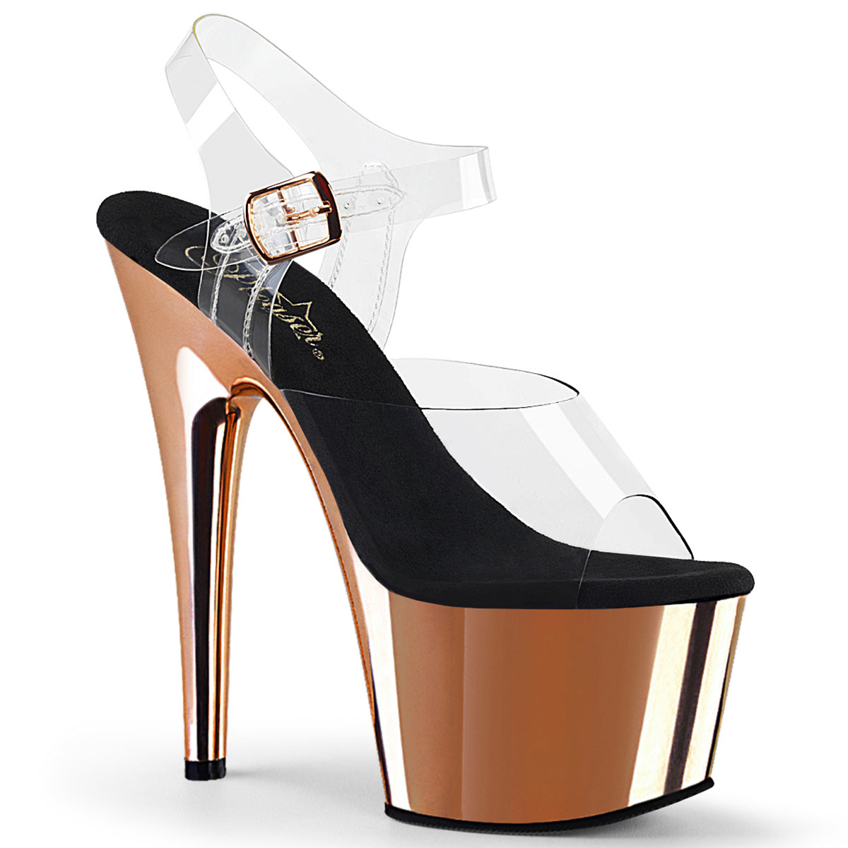 ADORE-708 Pleaser Rose Gold Chrome 7 Inch Pole Dancer Platform Shoes
