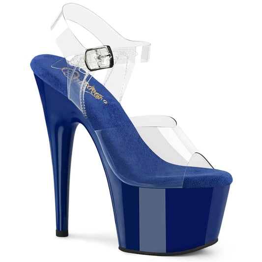 ADORE-708 Pleaser Clear/Royal Blue Sexy Platform Shoes (Pole Dancing Heels)