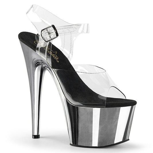 ADORE-708 Pleaser Silver Chrome 7 Inch Exotic Dancer Platform Shoes