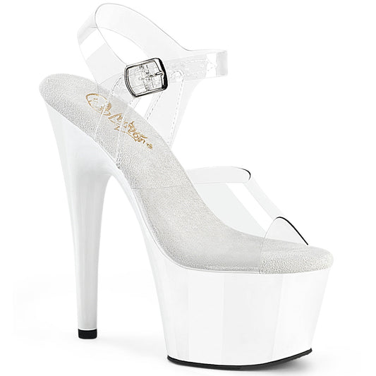 ADORE-708 Pleaser Clear/White Sexy Platform Shoes (Pole Dancing Heels)