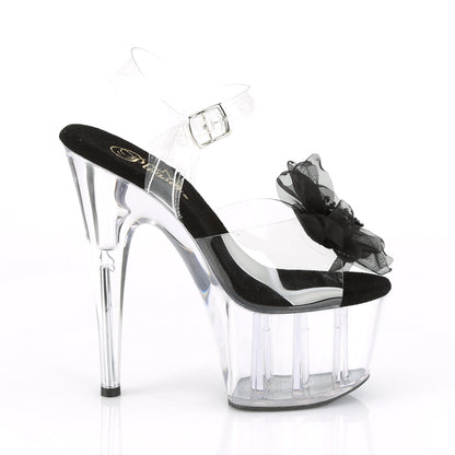 ADORE-708BFL Pleaser 7 Inch Heel Black Flower Pole Dancing Heels