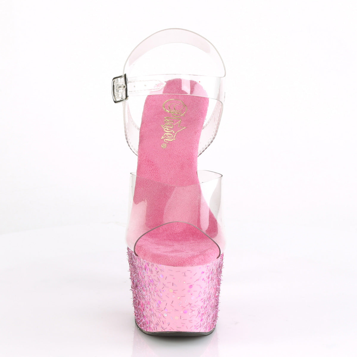 adore 708cf pleaser clear pink confetti platforms exotic dancing