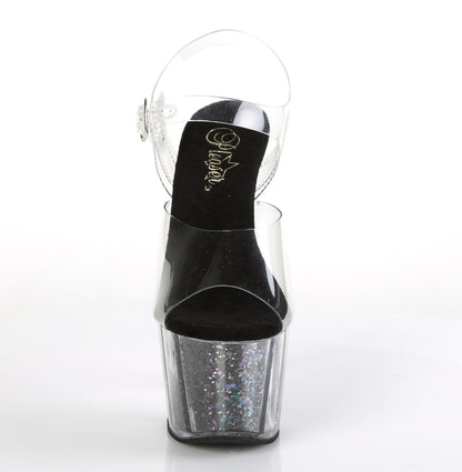ADORE-708CG Pleaser Clear Black 7 Inch Glamour Platform Shoes