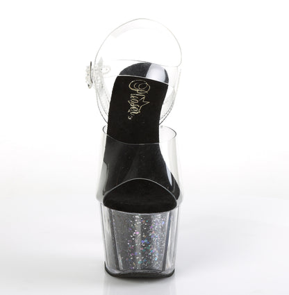 ADORE-708CG Pleaser Clear Black 7 Inch Glamour Platform Shoes