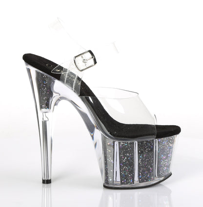 ADORE-708CG Pleaser Clear Black 7 Inch Glamour Platform Shoes