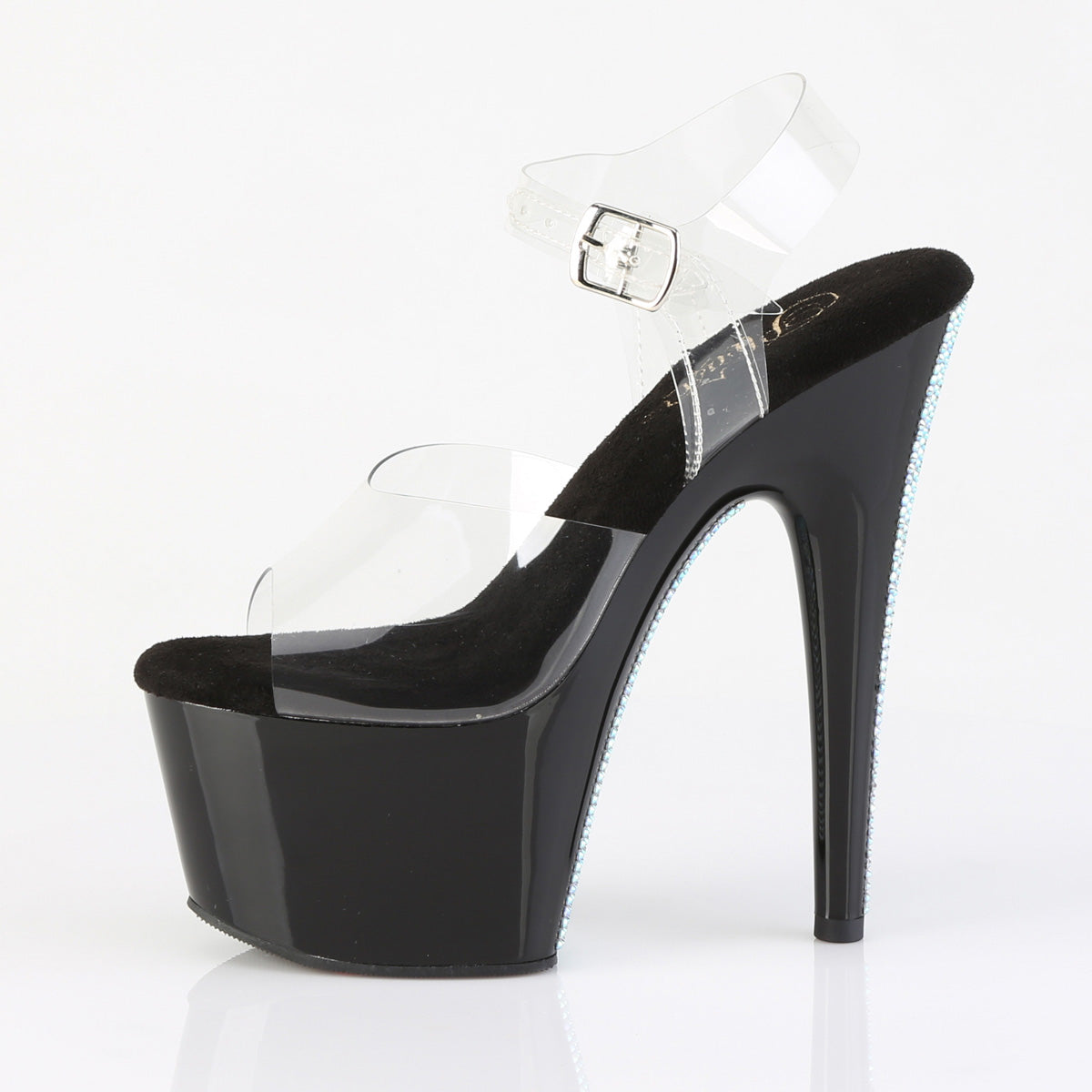 ADORE-708CRS-2 Pleaser Clear/Black/Silver Sexy Platform Shoes (Pole Dancing Heels)