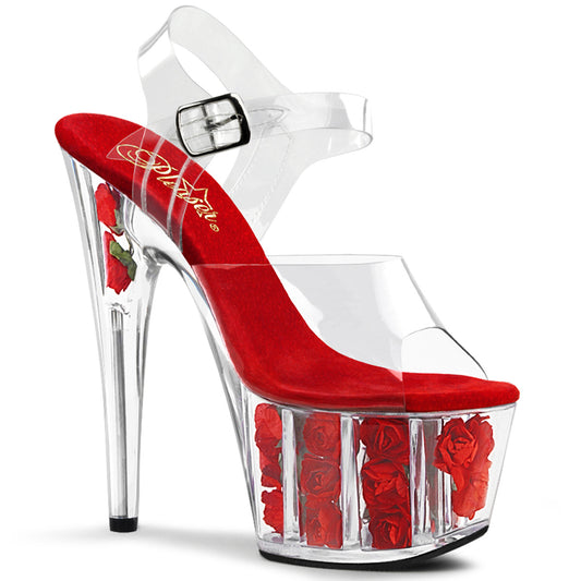 ADORE-708FL Pleaser Red Flowers 7 Inch Strippers Platform Shoes