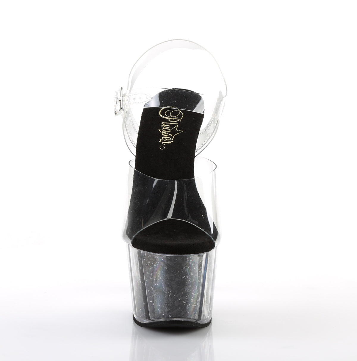 ADORE-708G Pleaser Black Glitter 7 Inch Pole Dancing Platform Shoes