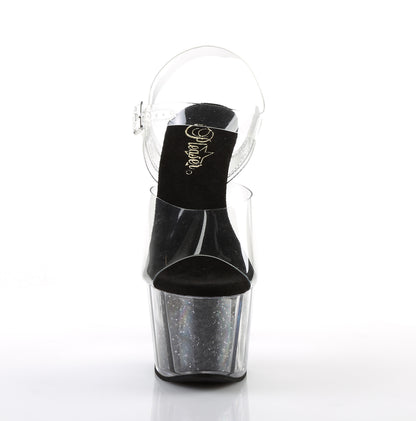 ADORE-708G Pleaser Black Glitter 7 Inch Pole Dancing Platform Shoes