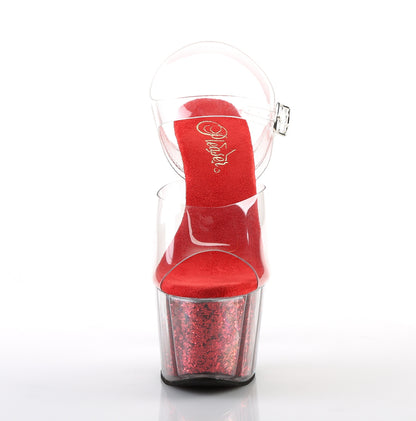 ADORE-708G Pleaser Red Glitter 7 Inch Pole Heels Platform Shoes