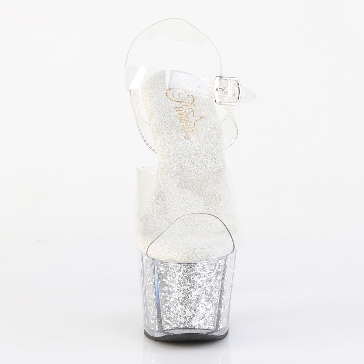 ADORE-708G Pleaser Silver Multi Glitter Inserts 7 Inch Lap Dance Platform Shoes