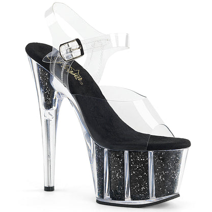 ADORE-708G Pleaser Black Glitter 7 Inch Pole Dancing Platform Shoes