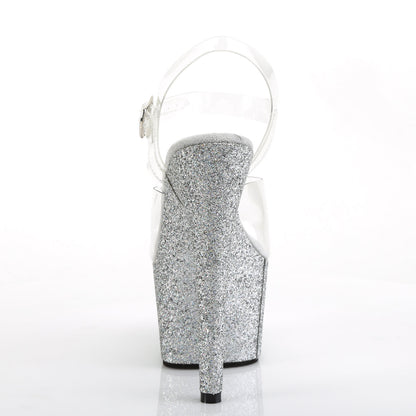 ADORE-708HMG Pleaser Silver Glitter 7 Inch Pole Dancing Platform Shoes