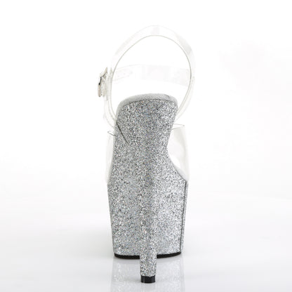 ADORE-708HMG Pleaser Silver Glitter 7 Inch Pole Dancing Platform Shoes
