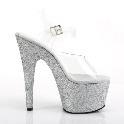 ADORE-708HMG Pleaser Silver Glitter 7 Inch Pole Dancing Platform Shoes