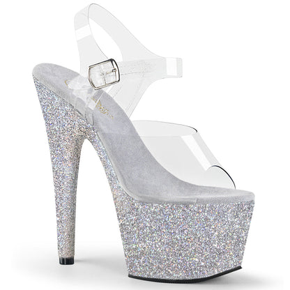 ADORE-708HMG Pleaser Silver Glitter 7 Inch Pole Dancing Platform Shoes