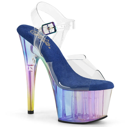 ADORE-708HT Pleaser Blue Multi Tinted 7 Inch Exotic Dancer Platform Shoes Clr Blue Multi Tinted