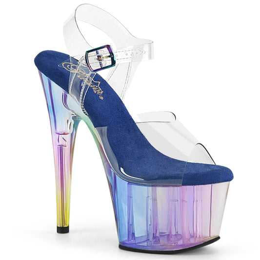 ADORE-708HT Pleaser Blue Multi Tinted 7 Inch Exotic Dancer Platform Shoes Clr Blue Multi Tinted