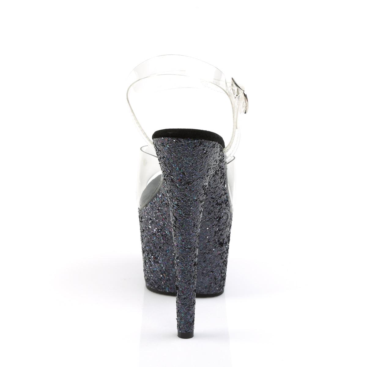 ADORE-708LG Pleaser Black Glitter 7 Inch Lap Dance Platform Shoes