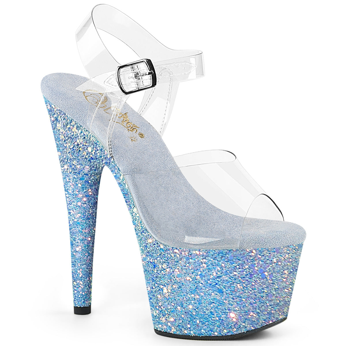 ADORE-708LG Pleaser Baby Blue 7 Inch Pole Dancer Platform Shoes Clr B. Blue Glitter