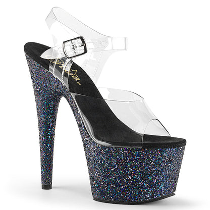 ADORE-708LG Pleaser Black Glitter 7 Inch Lap Dance Platform Shoes