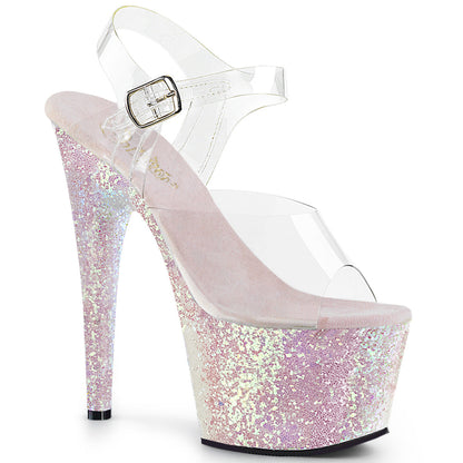 ADORE-708LG Pleaser 7" Heel Opal Glitter Platform Pole Dancing Sandals