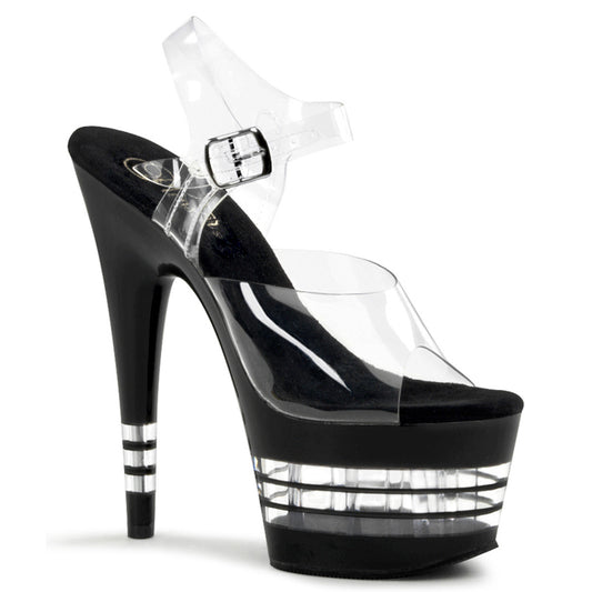 ADORE-708LN Pleaser Clear Black 7 Inch Fetish Platform Shoes