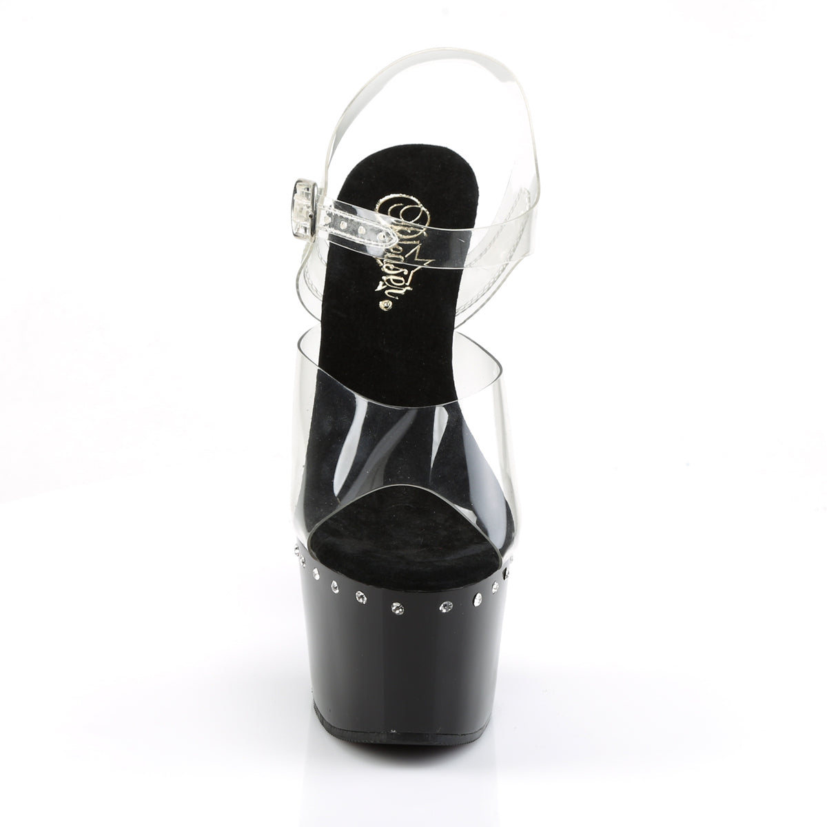 ADORE-708LS Pleaser Clear Black 7 Inch Strippers Platform Shoes