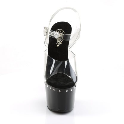 ADORE-708LS Pleaser Clear Black 7 Inch Strippers Platform Shoes