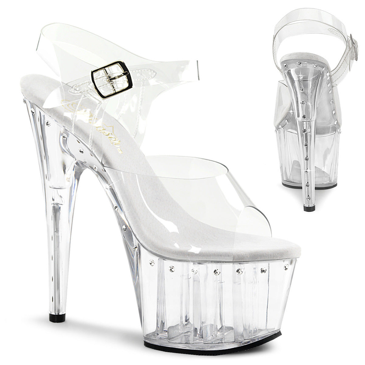 ADORE-708LS Pleaser Clear 7 Inch Pole Dancer Platform Shoes