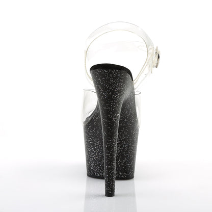 ADORE-708MG Pleaser Clear Black 7 Inch Pole Dancer Platform Shoes