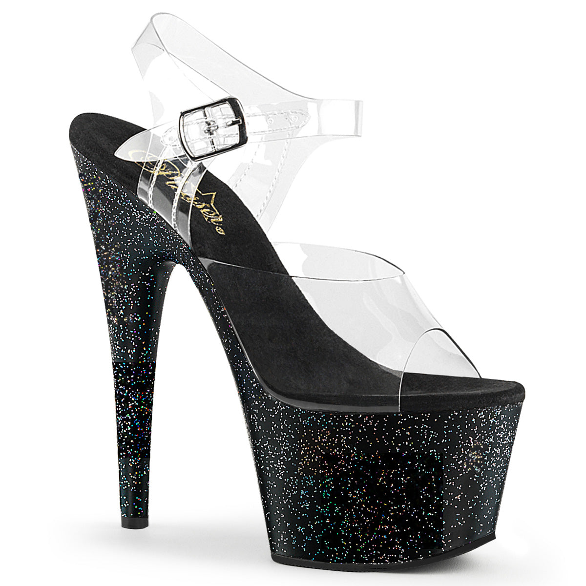 ADORE-708MG Pleaser Clear Black 7 Inch Pole Dancer Platform Shoes