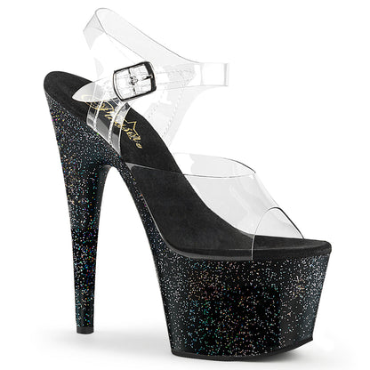 ADORE-708MG Pleaser Clear Black 7 Inch Pole Dancer Platform Shoes Clear Black