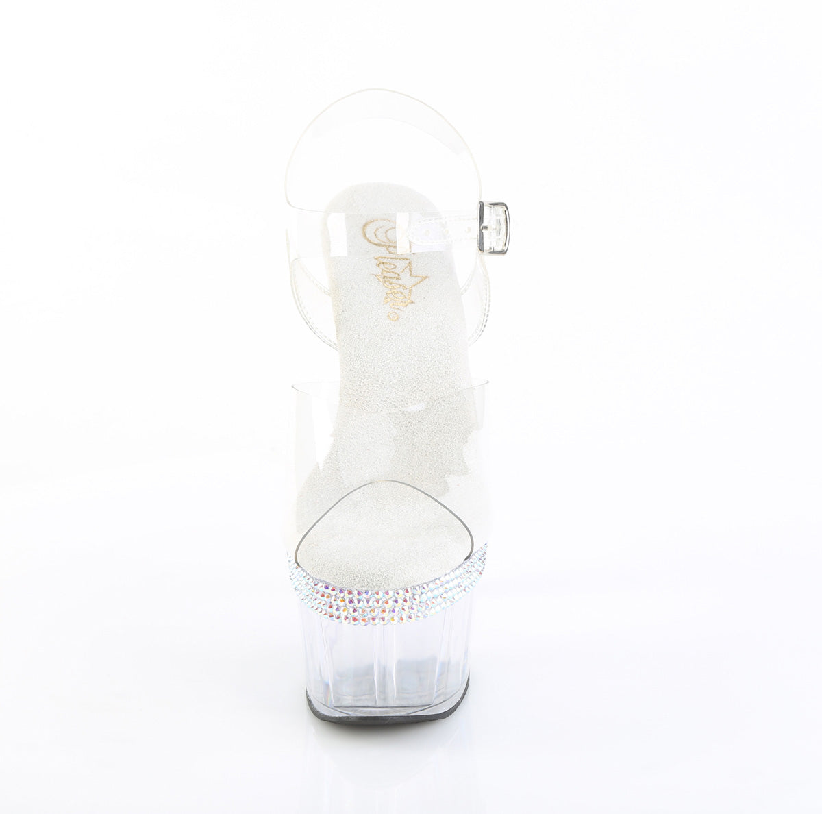 Pleaser ADORE-708MLS Clear Rhinestone Platform Sandals - 7 Inch Heels