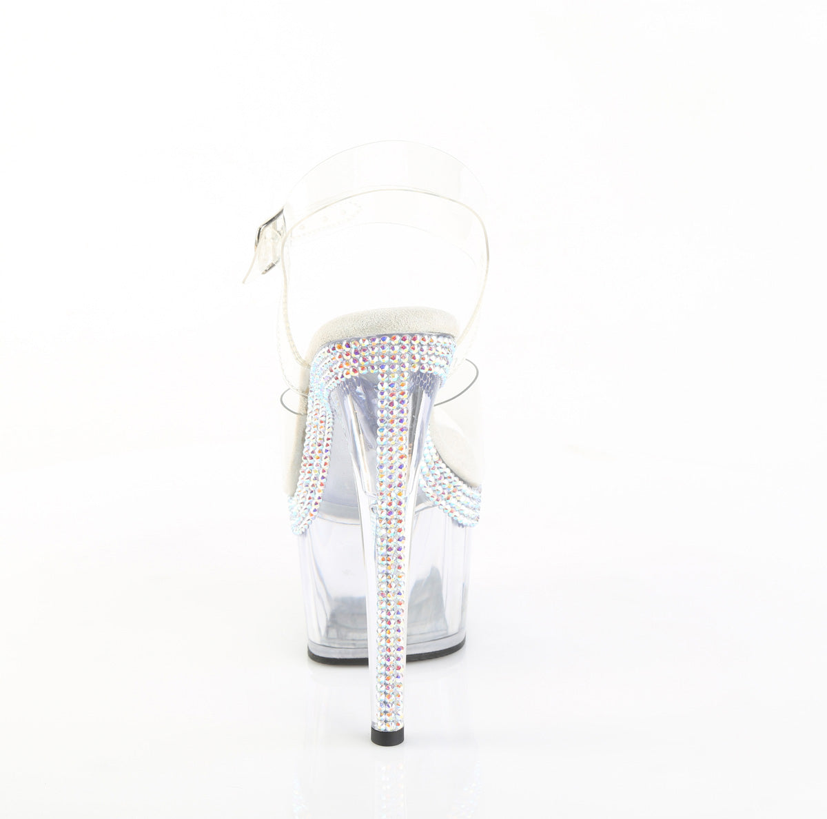 Pleaser ADORE-708MLS Clear Rhinestone Platform Sandals - 7 Inch Heels