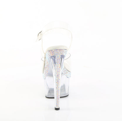 Pleaser ADORE-708MLS Clear Rhinestone Platform Sandals - 7 Inch Heels