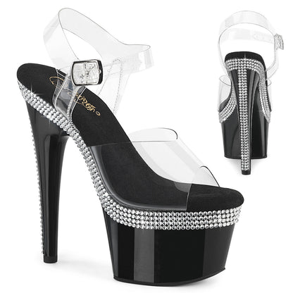 ADORE-708MLS Pleaser Clear Black 7 Inch Exotic Dancing Platform Shoes Clr Blk