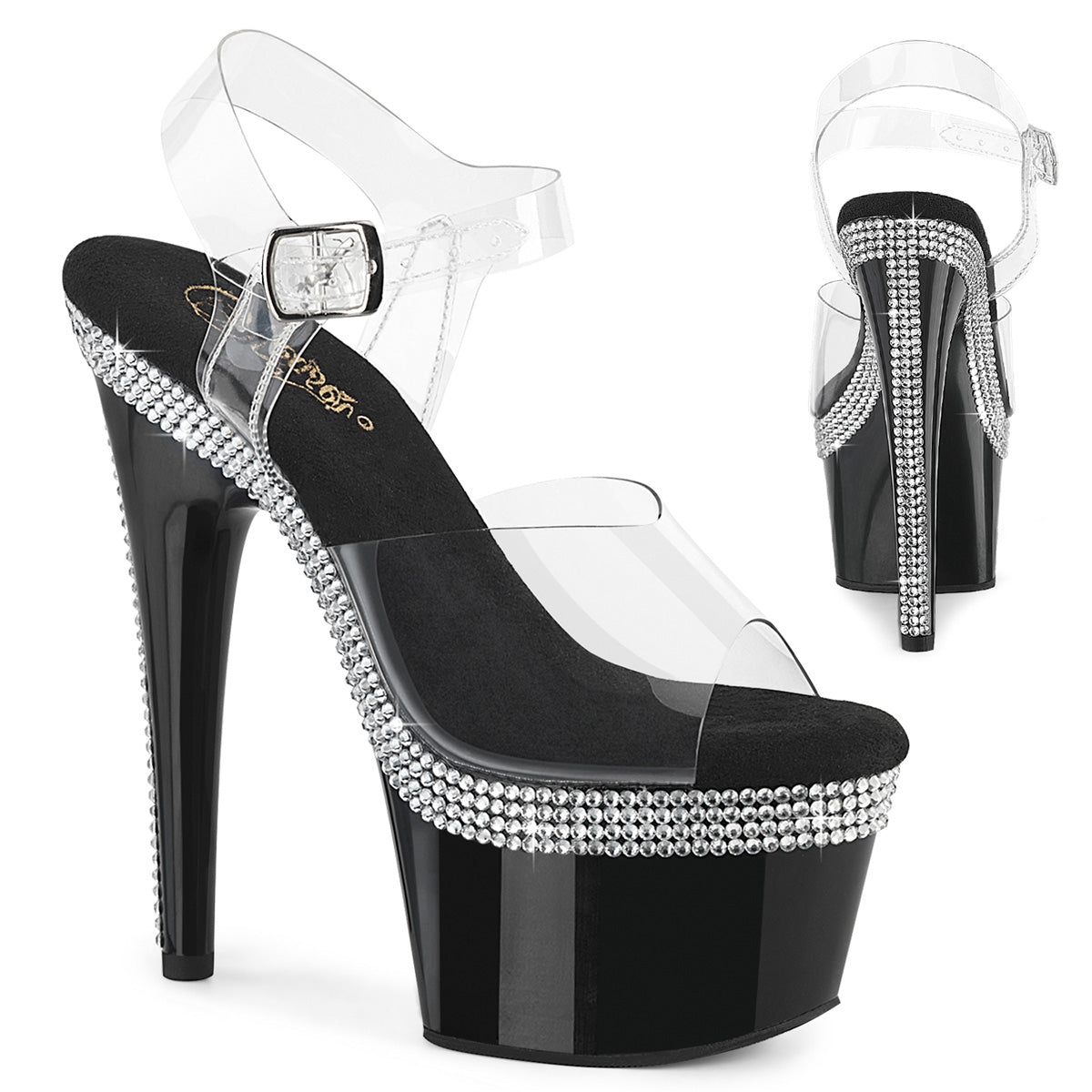 ADORE-708MLS Pleaser Clear Black 7 Inch Exotic Dancing Platform Shoes