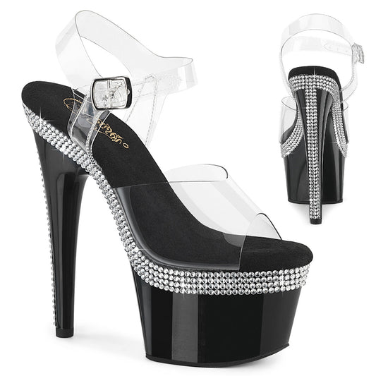 ADORE-708MLS Pleaser Clear Black 7 Inch Exotic Dancing Platform Shoes