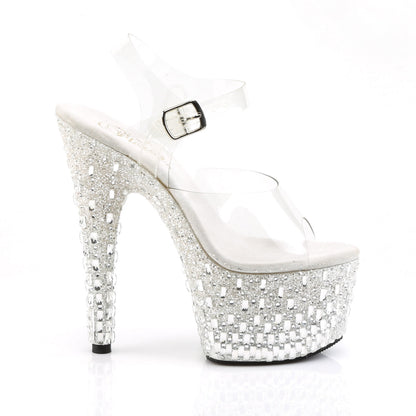 ADORE-708MR-5 Pleaser 7" Heel White Silver Bling Exotic Dancing Shoes