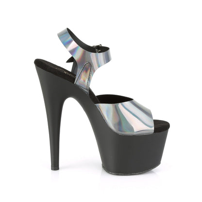 ADORE-708N-DT Pleaser Pewter Hologram 7 Inch Exotic Dancer Platform Shoes